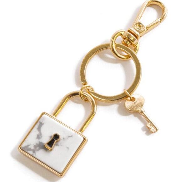 Judson Accessories - Natural Howlite Lock & Key Keychain Bag Charm